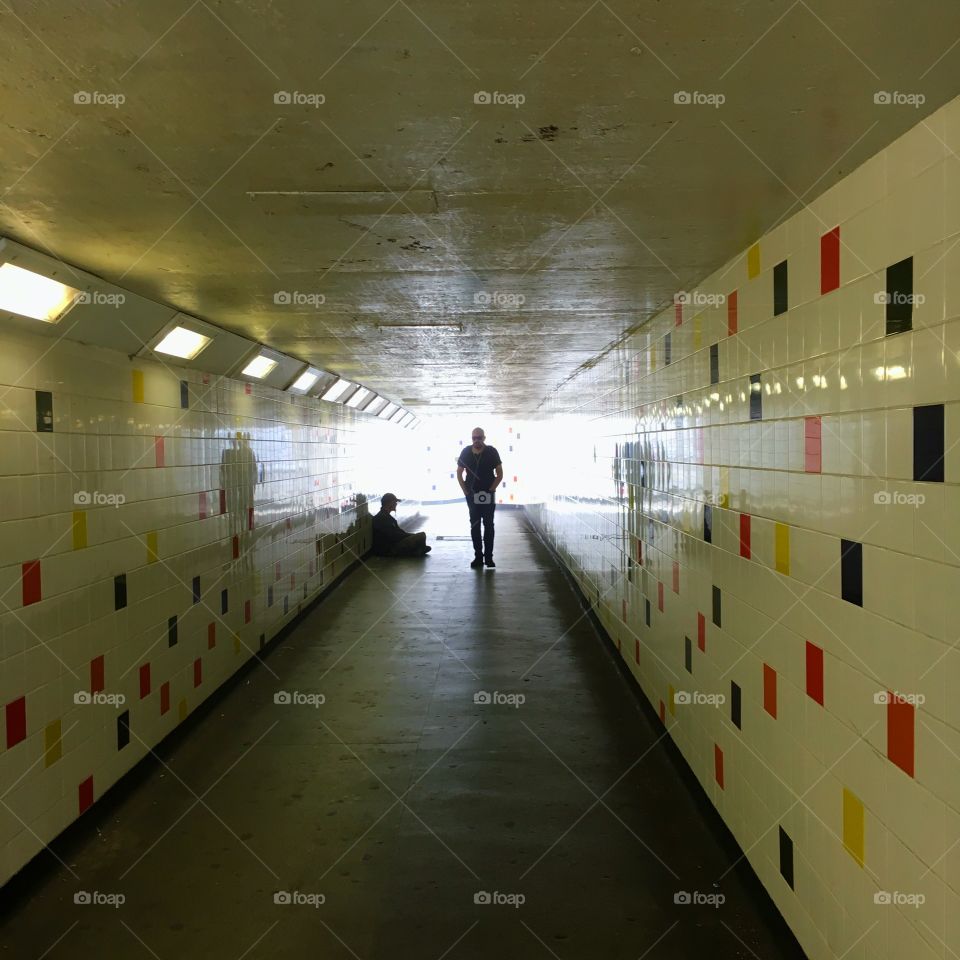 Sitting in the subway