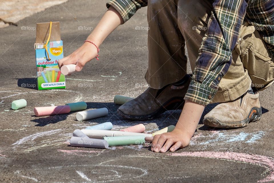 Outdoor fun with colourful chalks