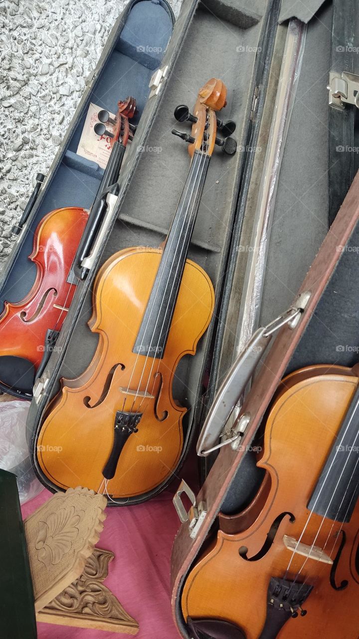 violin wooden vintage in a case