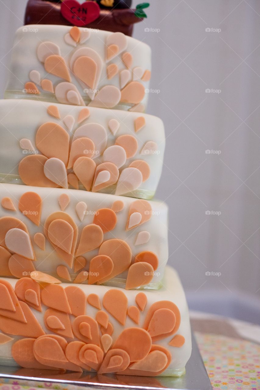 Wedding cake pastel colors close up