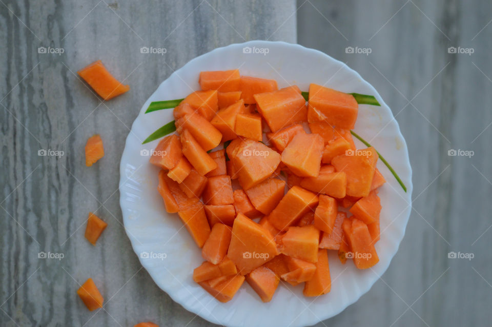 Fruit bowl, papaya for snack is the best option , healthy eating 