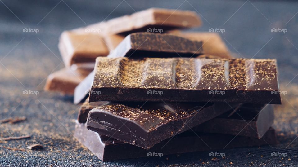 Close-up of chocolate with coca powder