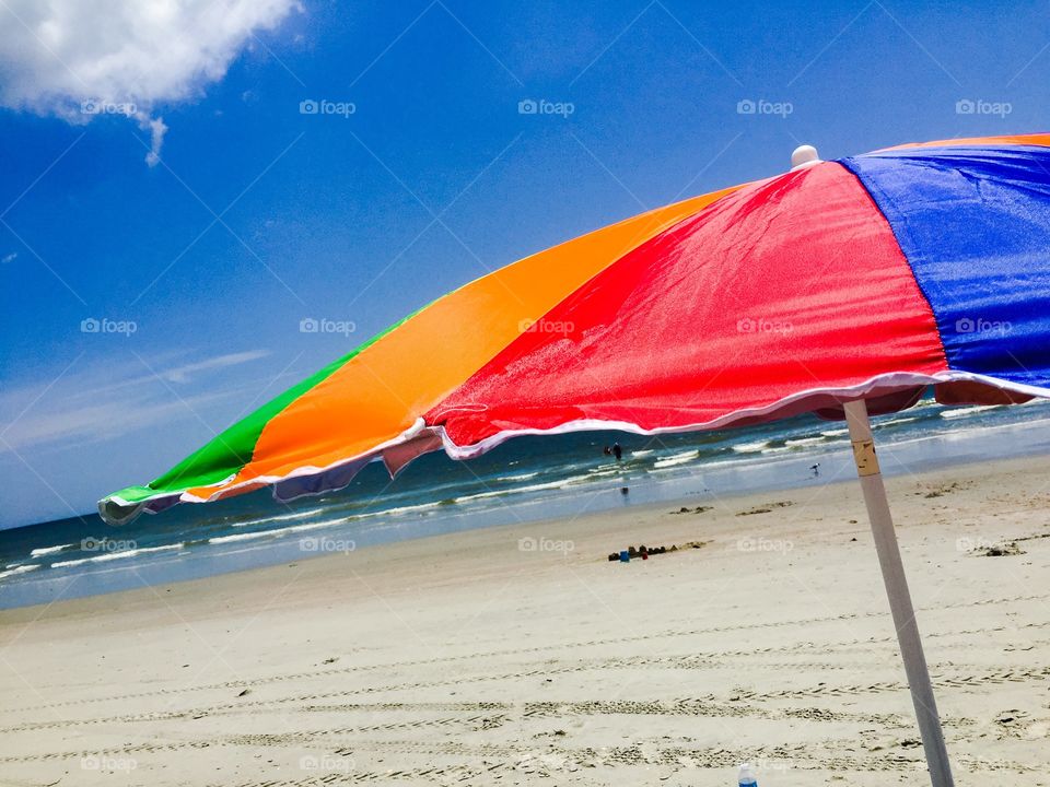 Colorful beach umbrella. 