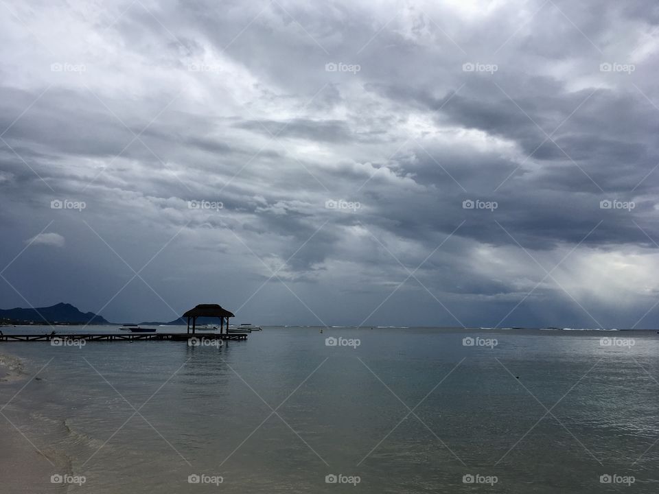Cloudy pier in Mauritius.