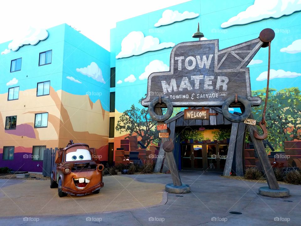 Mater and his sign at Disney's Art of Animation resort