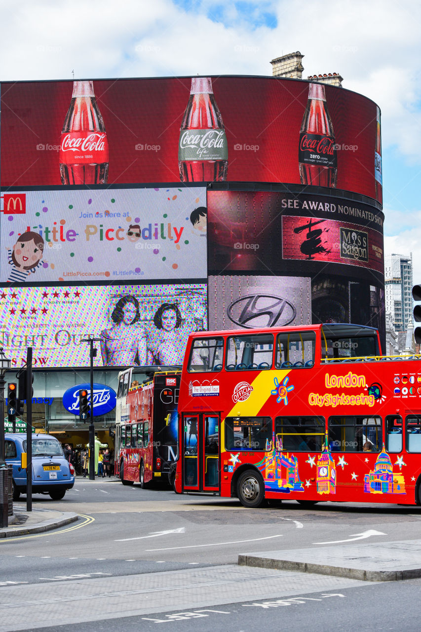 Piccadilly circus in London england.