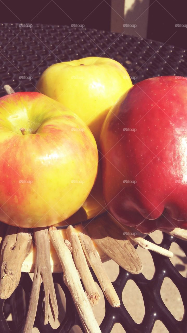 yellow and red apples