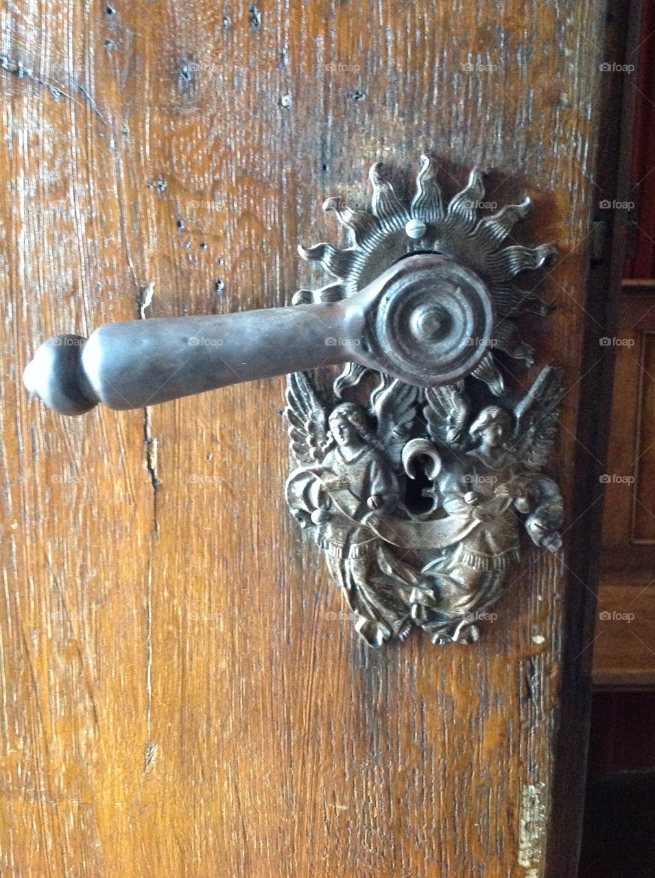 Castle door handle. Hohenzollern Castle, Bisinger, Germany. "Zollerberg" dates back to the 12th century.