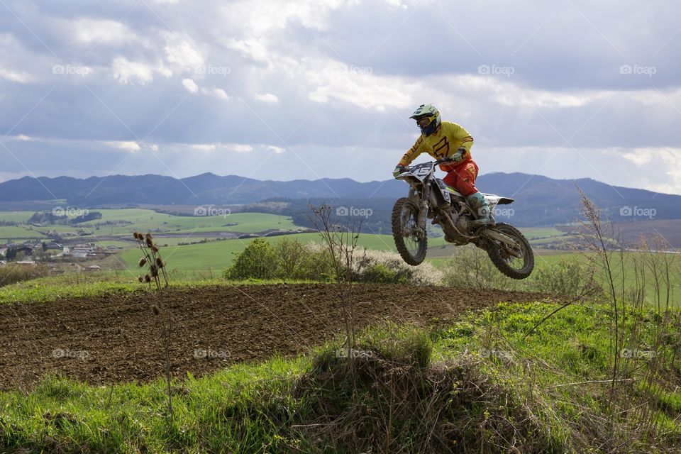 Motorbiker in the air