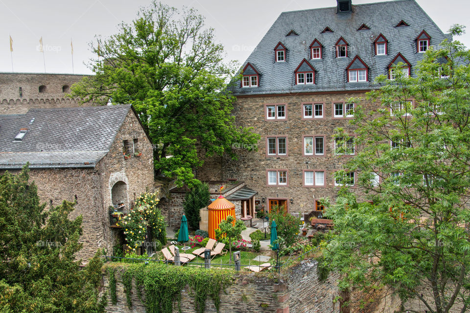 High angle view of a hotel