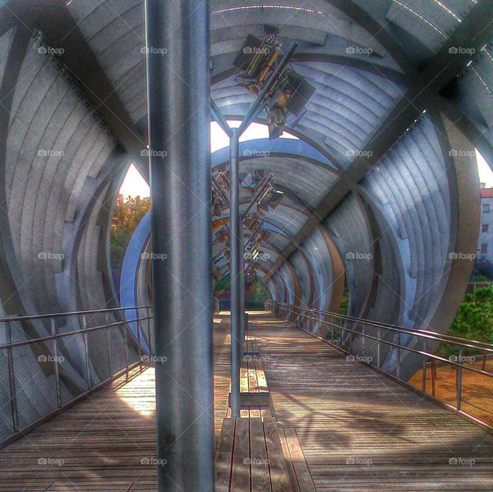 Arganzuela's bridge. Architect: Perreault.  Madrid Río, Spain