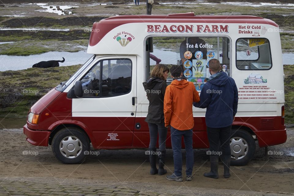 Ice cream at robin hoods bay when the tides out 