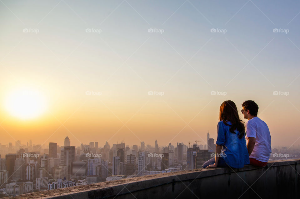 Looking down. Golden hour in BKK 