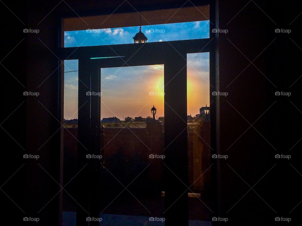 Sunset in a window