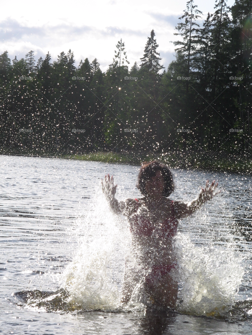 lake enjoy foam bathing women by ninamaria
