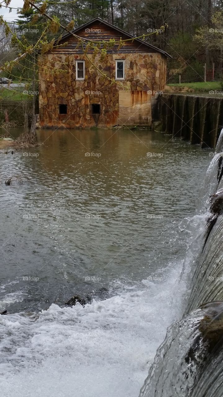 Old grist mill on Dews Pond . Old grist mill where my wife used to come when she was a little girl today she went there on her birthday and got baptized