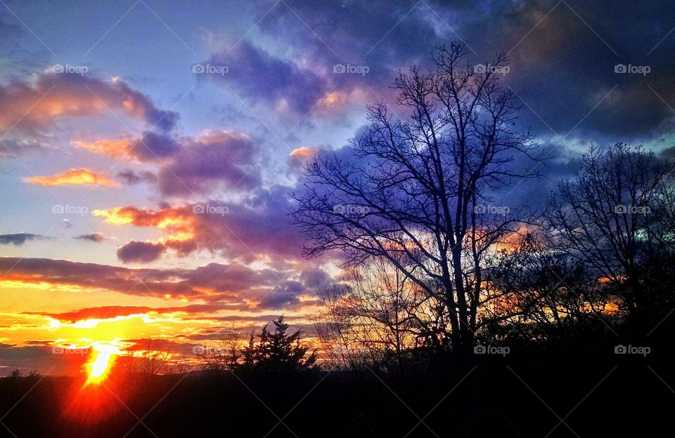 Sunset colored clouds