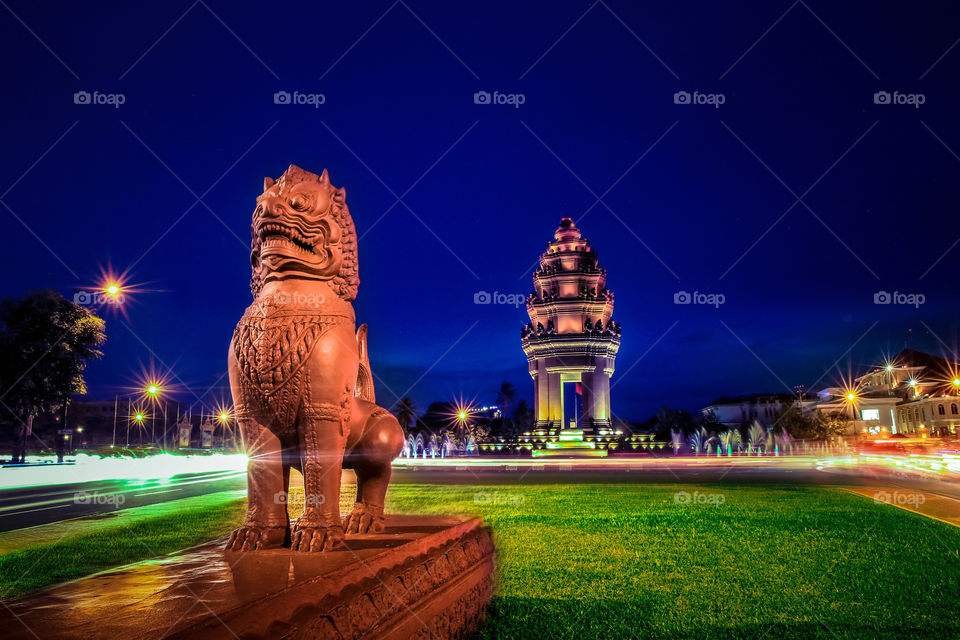 The lion statue . The lion statue in Cambodia 
