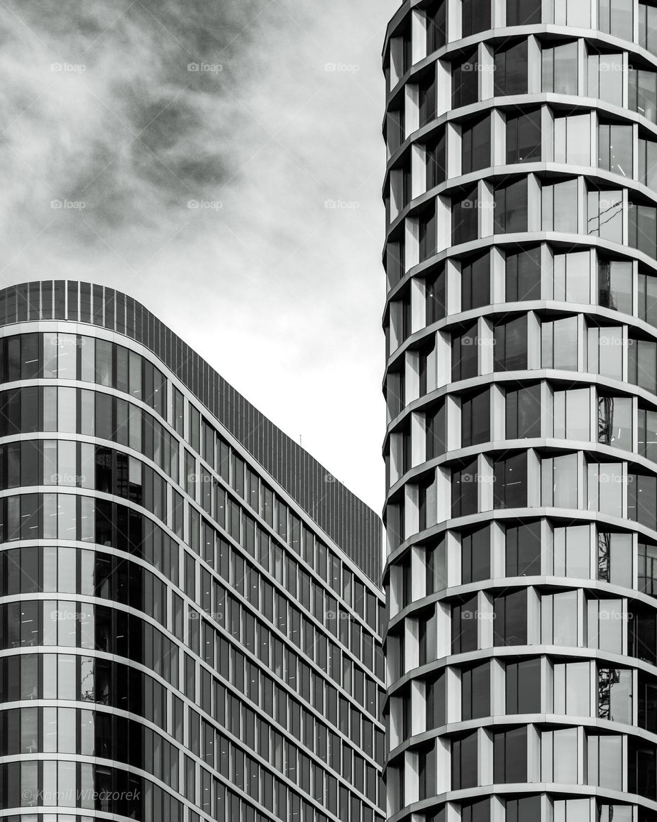 modern architecture of office buildings in the center of Katowice