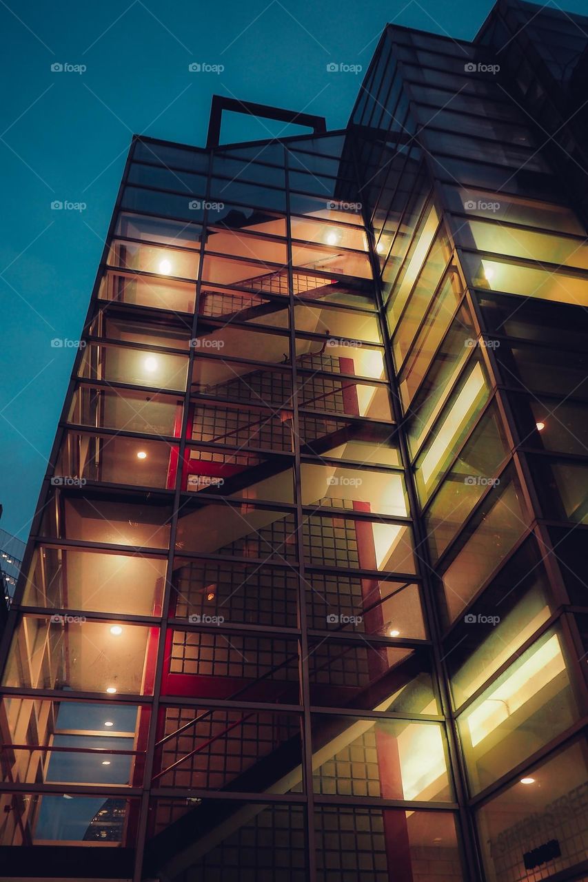 vibrant windows at night challenge.  lights and windows.