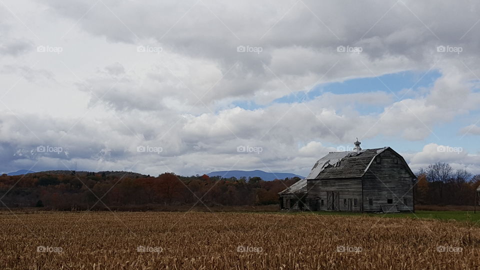 country landscape with barn