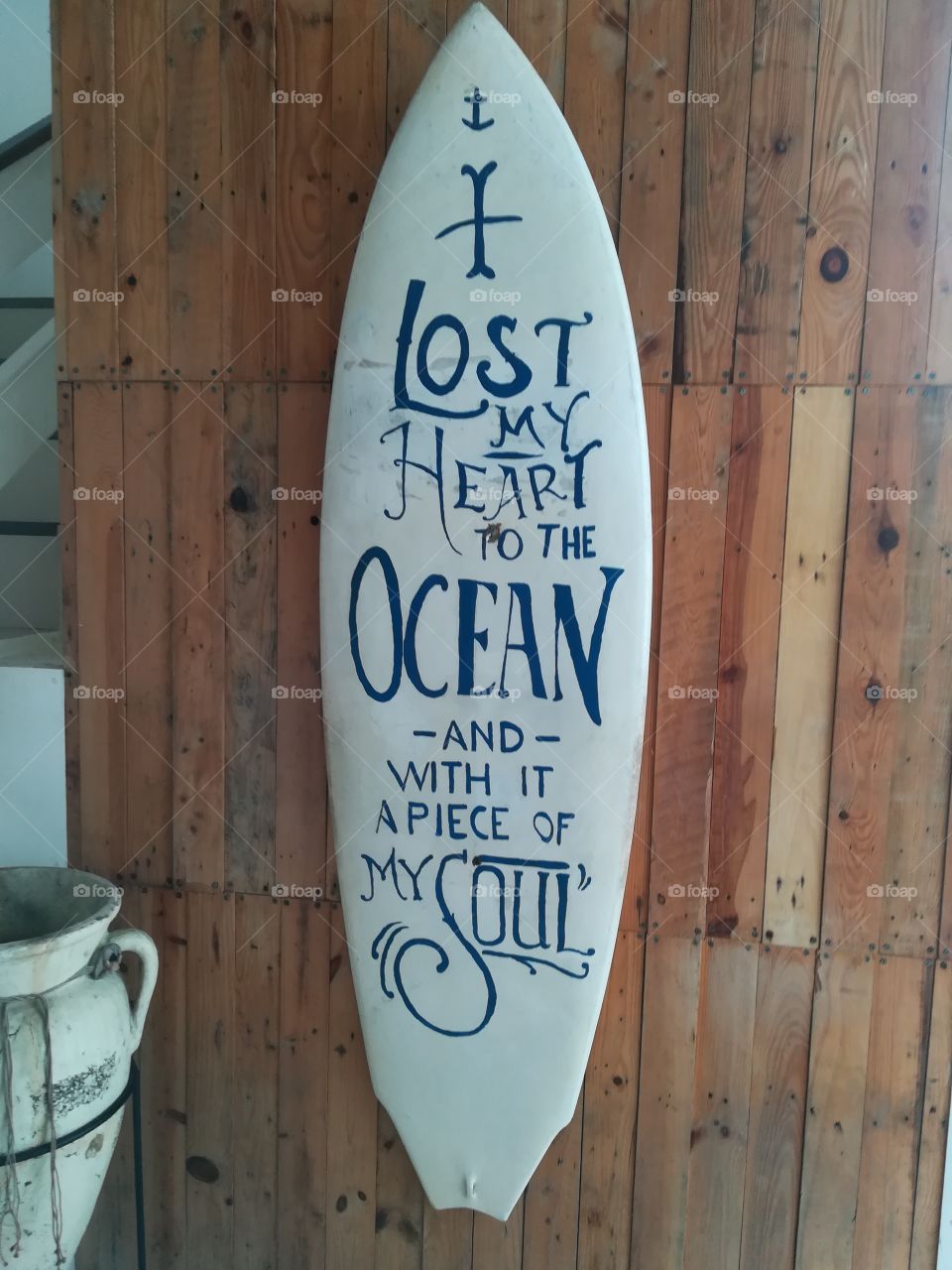 surf board lost my heart to the ocean. at restaurant at san juan, la union