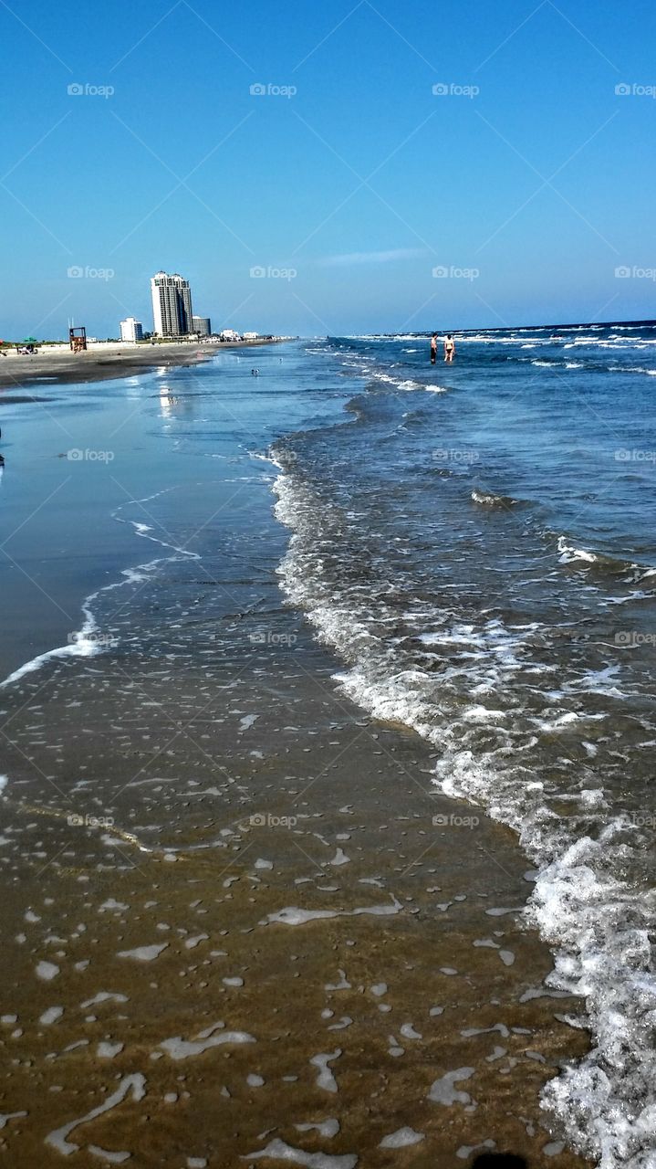 Galveston Beach. Picture of the Shoreline in Galveston east beach.