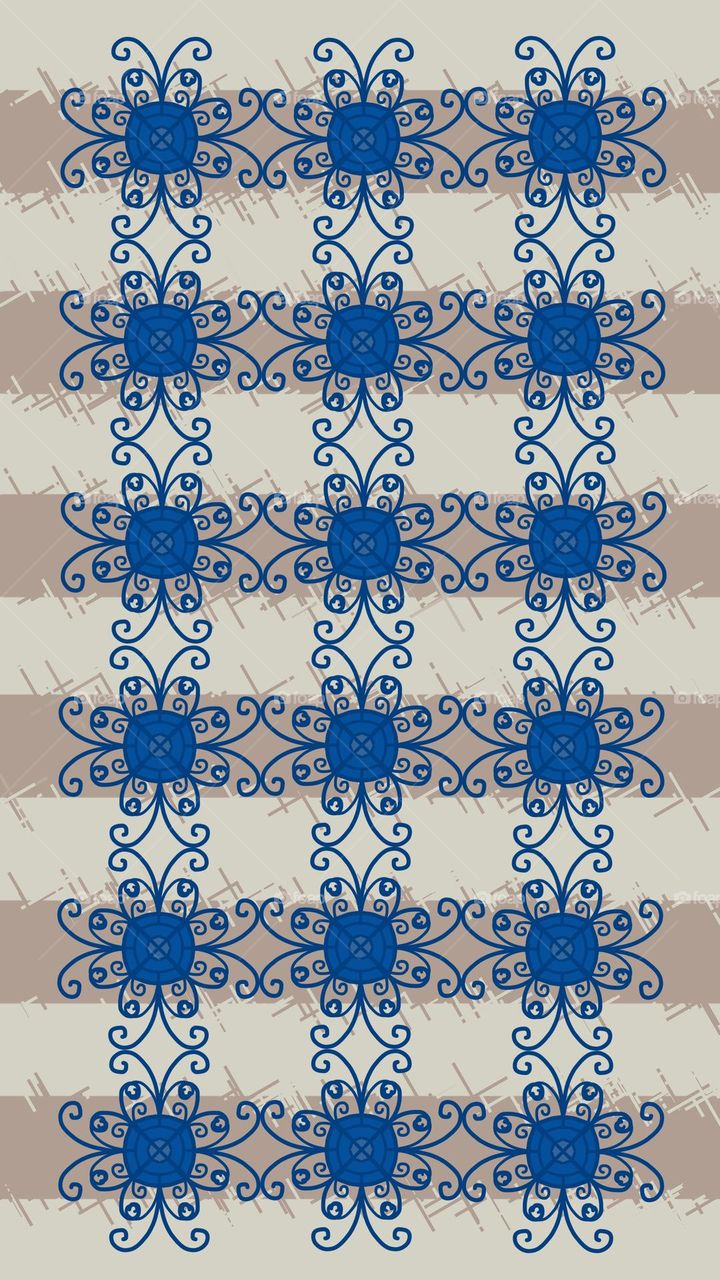 Fabric patterns, graphic patterns, tile patterns, Thai patterns Simple style on a white blue pattern
