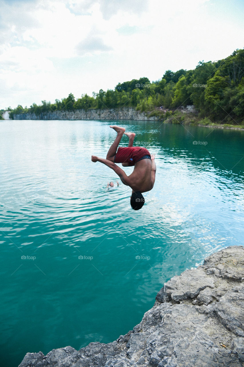 fun diving into blue water