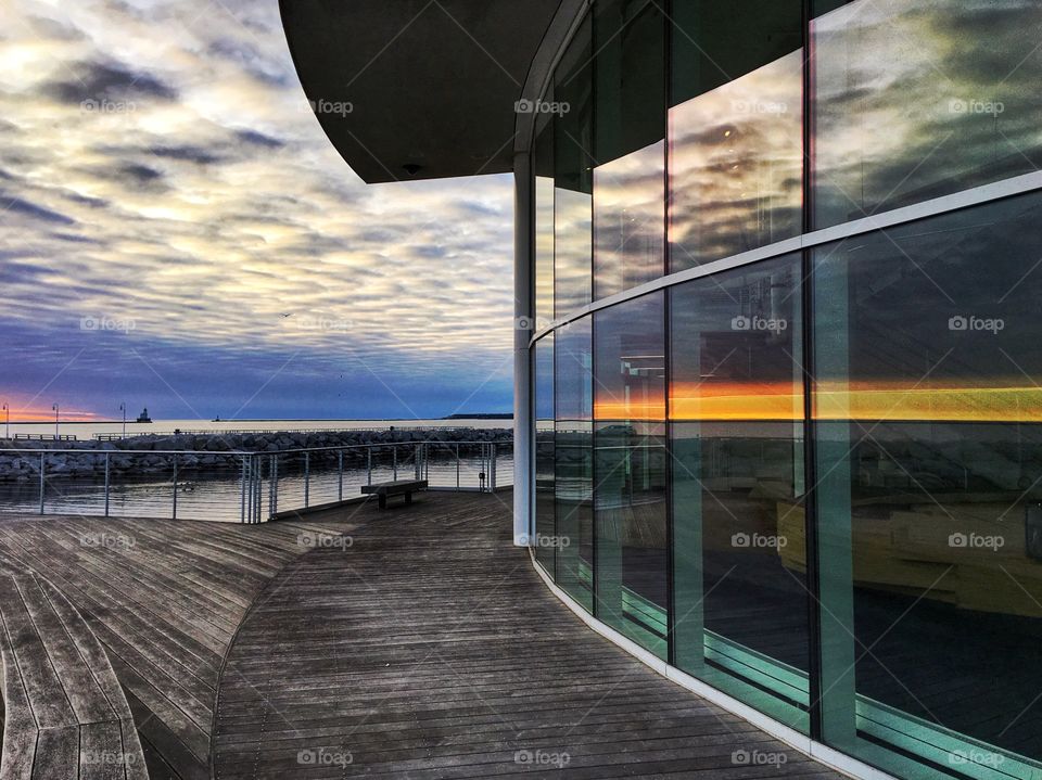 Empty patio in front of resort