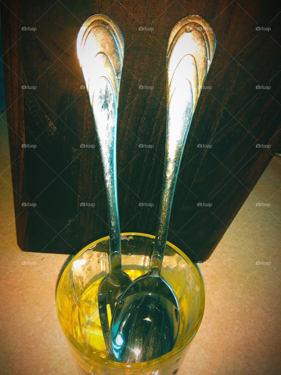 Tableware fork spoon glass