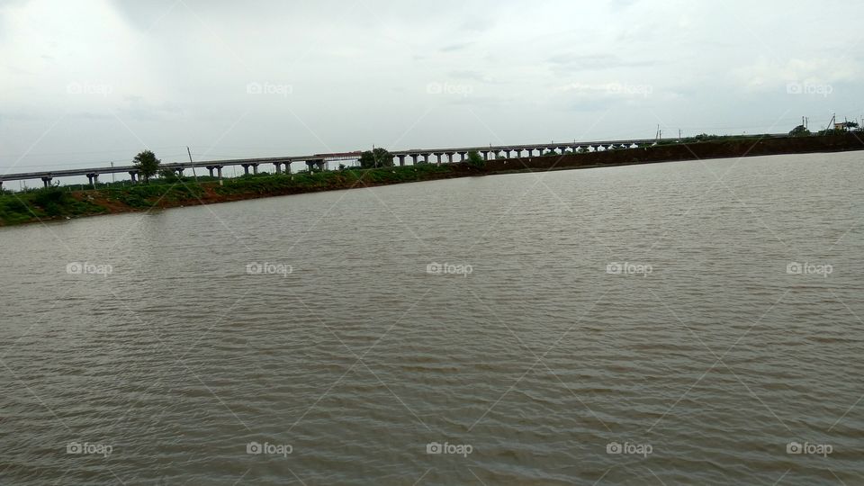 long river and bridge