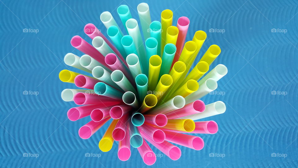 A bunch of colorful straws.