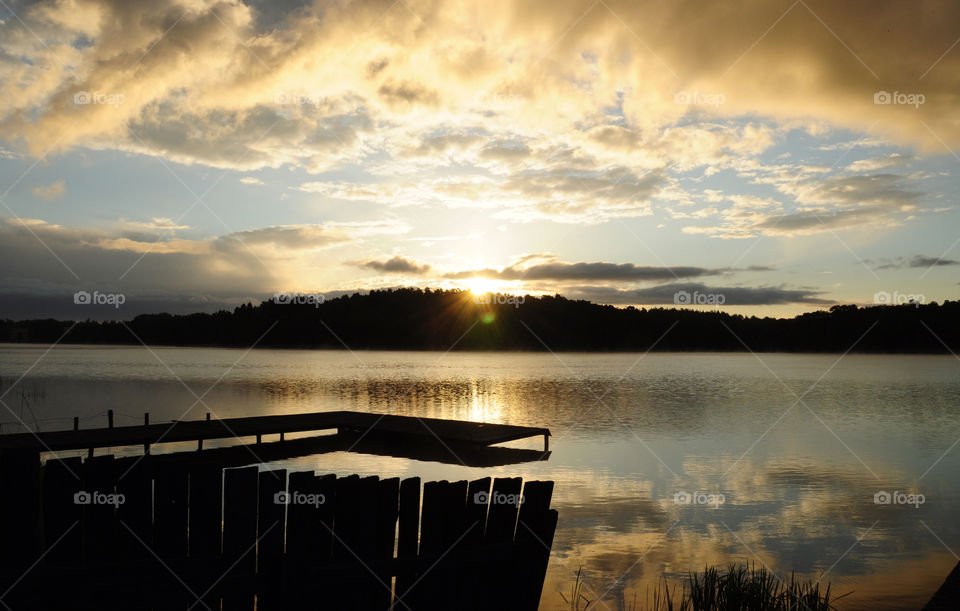 Sunset, Water, Dawn, Lake, No Person