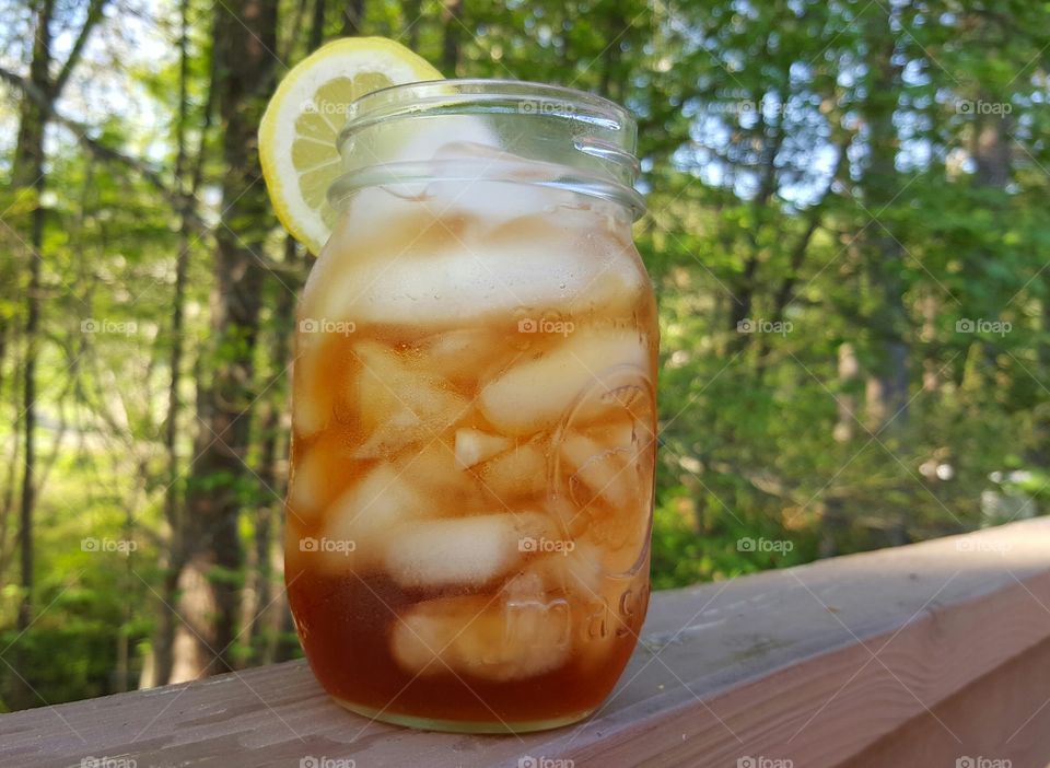 Iced cold jar of sweet tea