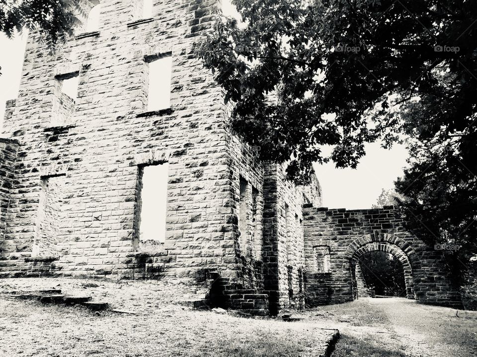 Stunning “castle” up on a hill in Ha Ha Tonka State Park in Missouri was once magnificent before the fire!! 