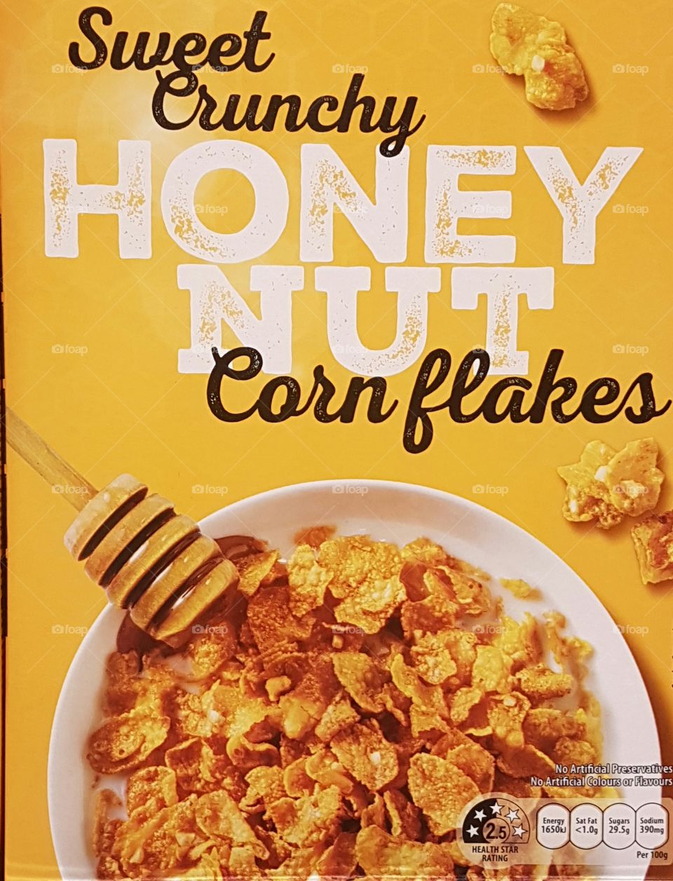 corn flakes box at the supermarket
