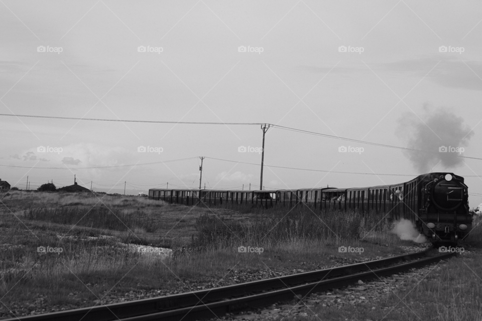 black and white dungeness steam power train by leonbritton123