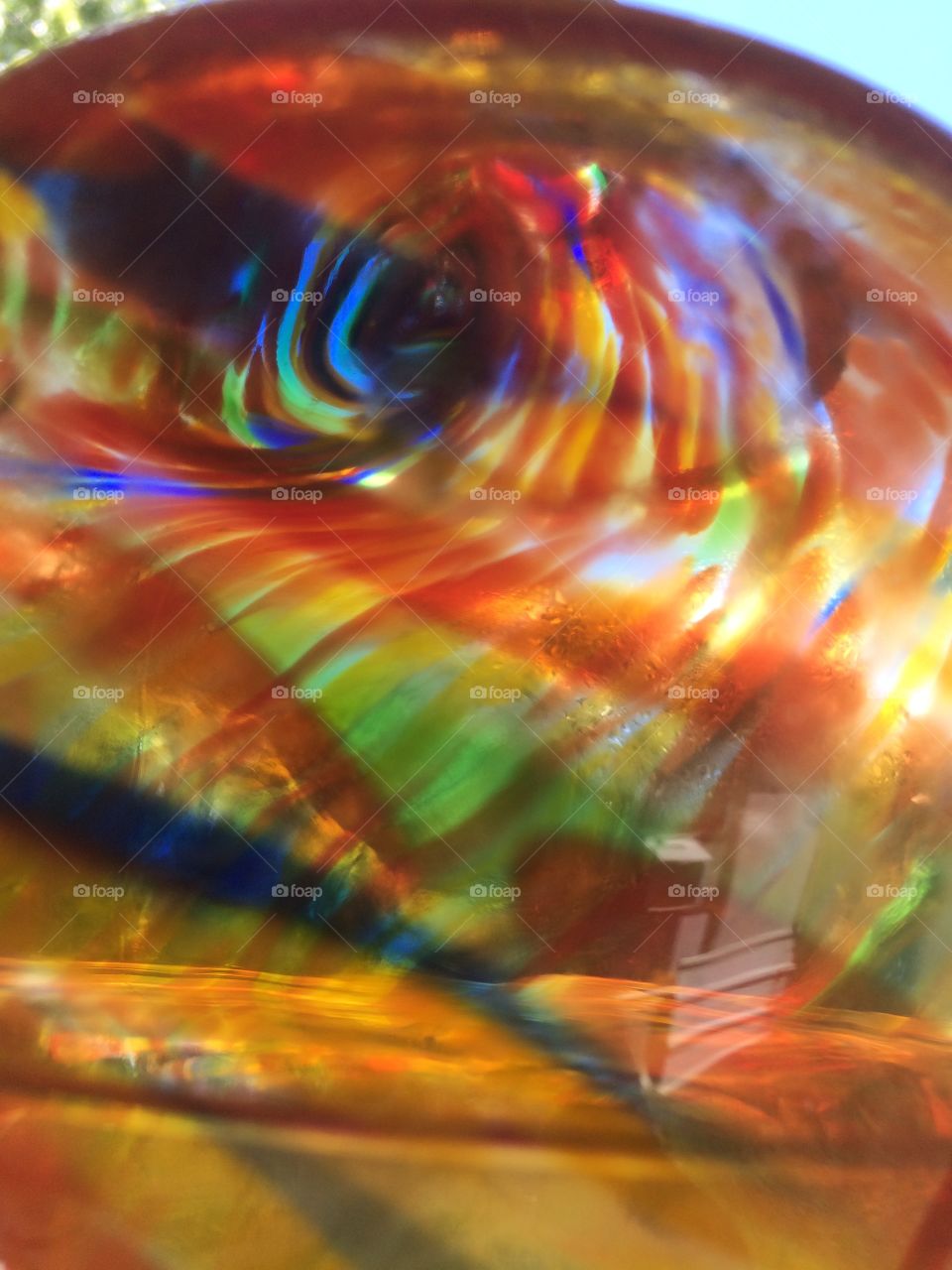 Blown rainbow glass globe