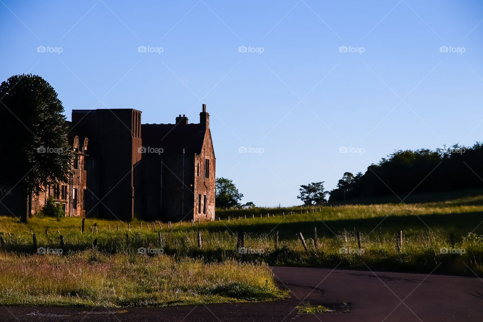 this picture is of a building that forms part of an abandoned mental asylum. The location is Bangour, Broxburn, Scotland