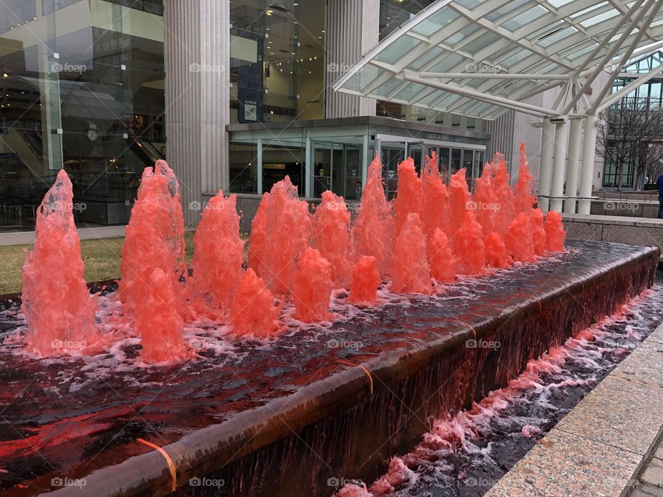 Red Fountain at Crown Center in Kansas City Missouri 