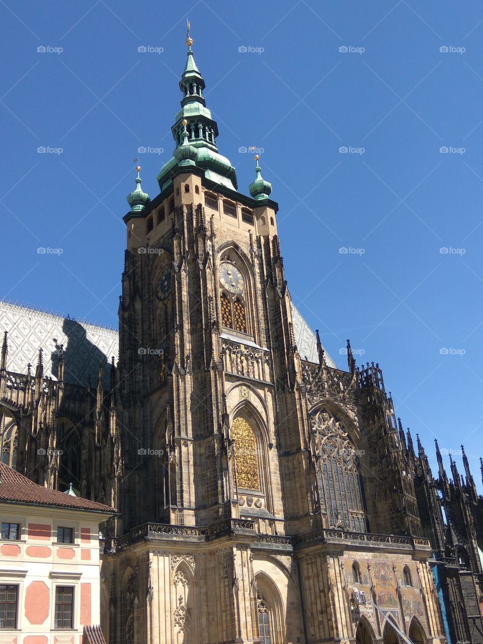 Church in Prague at sunny day.