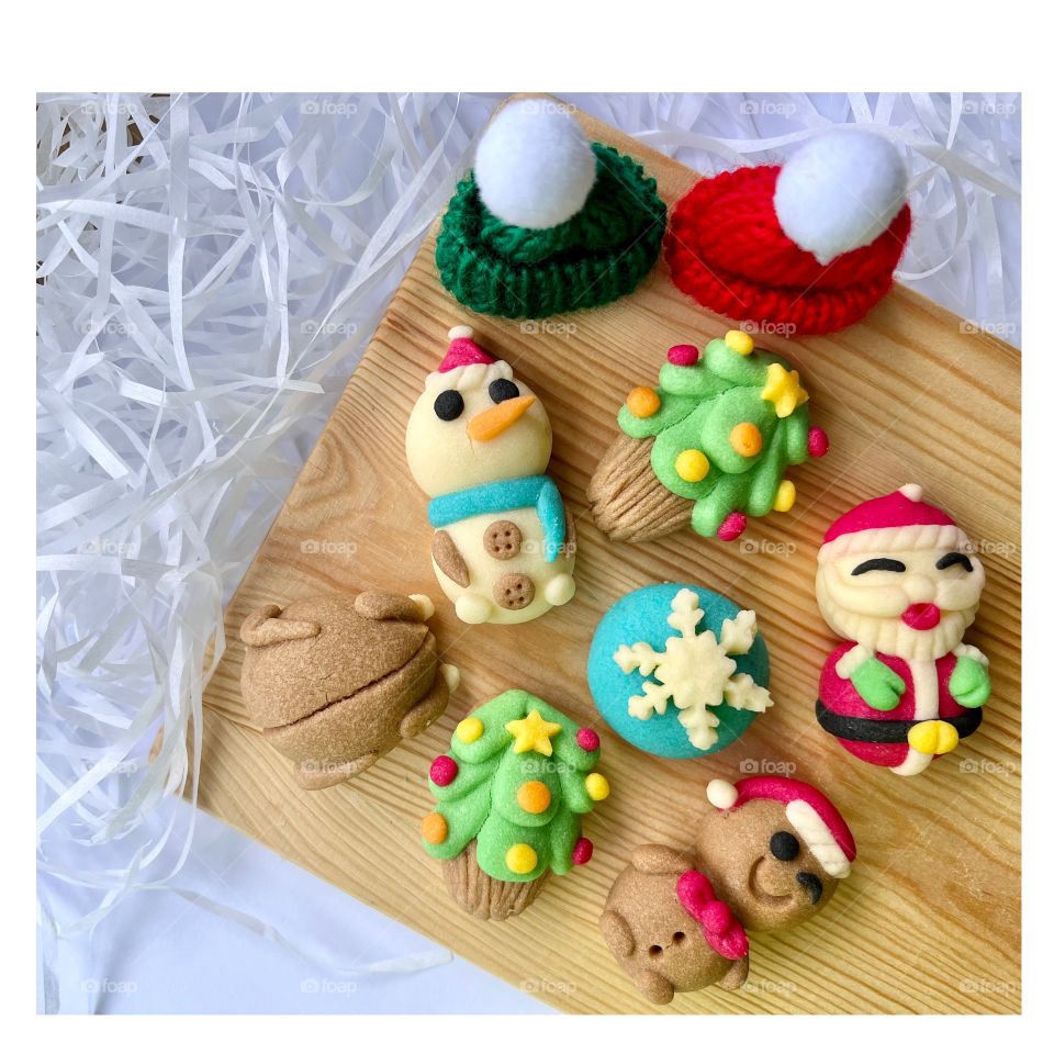 Christmas homemade cookies in different characters 