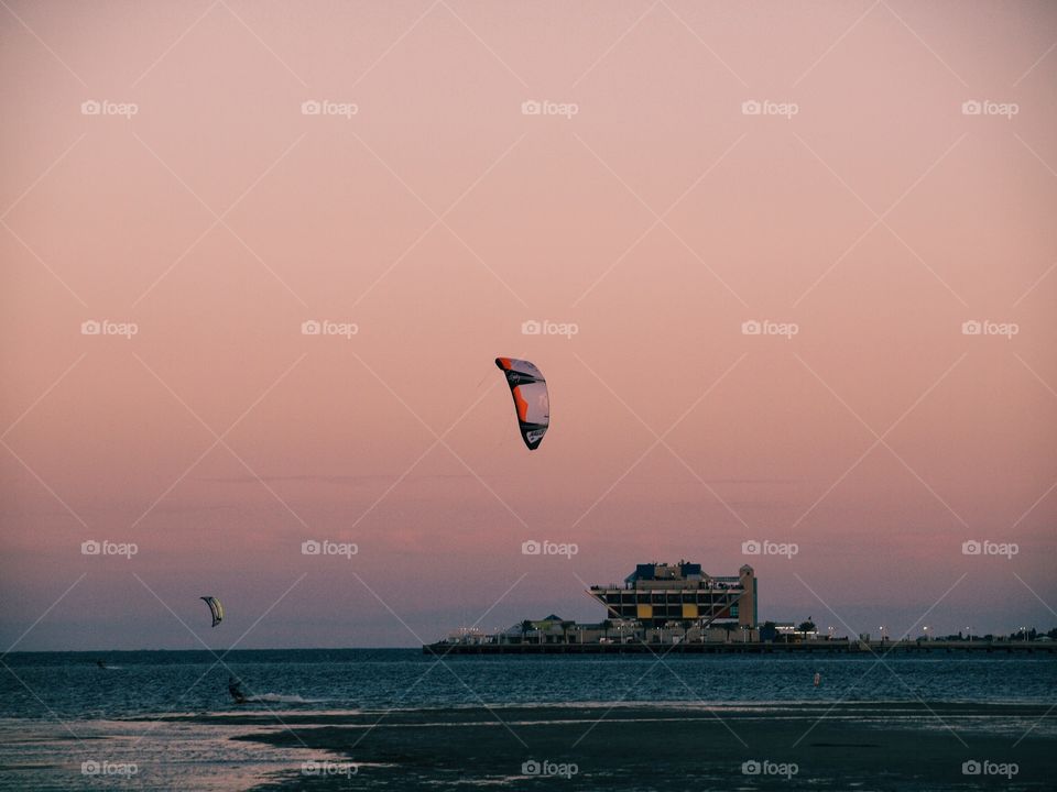 Wind Surfers in Tampa Bay at St. Petersburg Florida 
