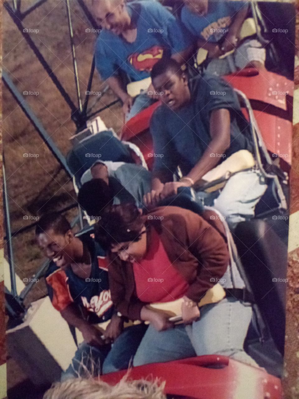 me and one of my social workers on the Superman rollercoaster