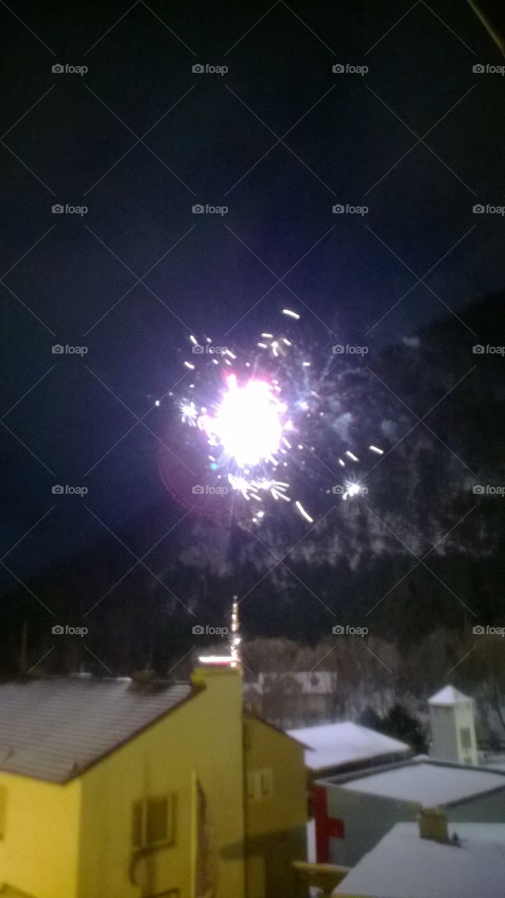 Fireworks in winter time