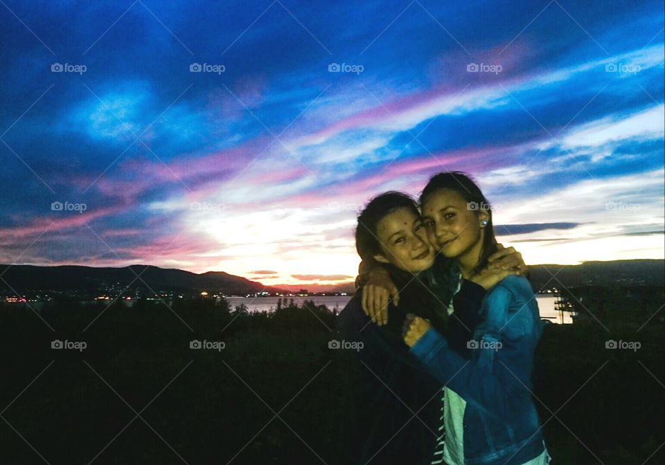 BFF at autumn sunset