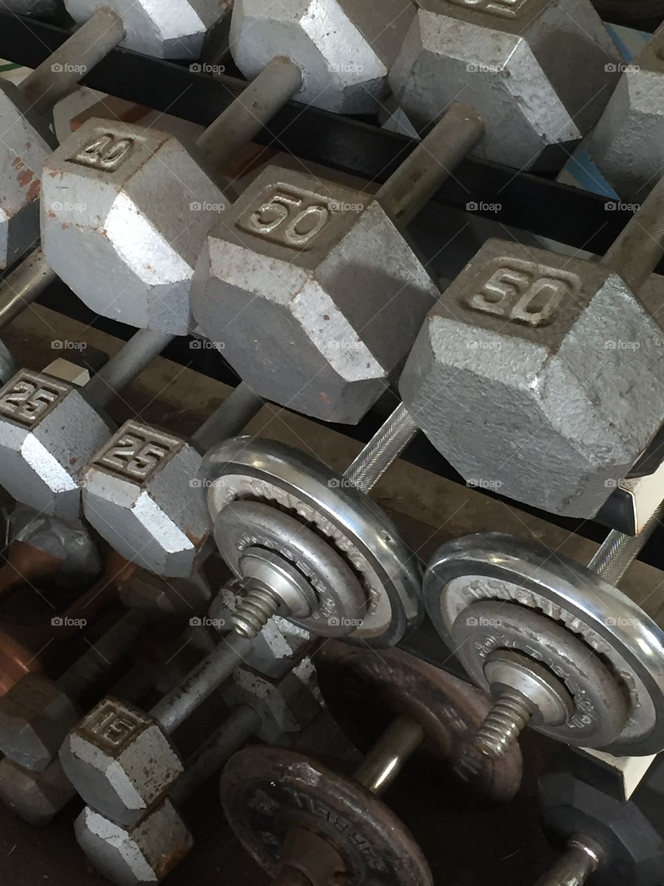My husband's weights in the garage