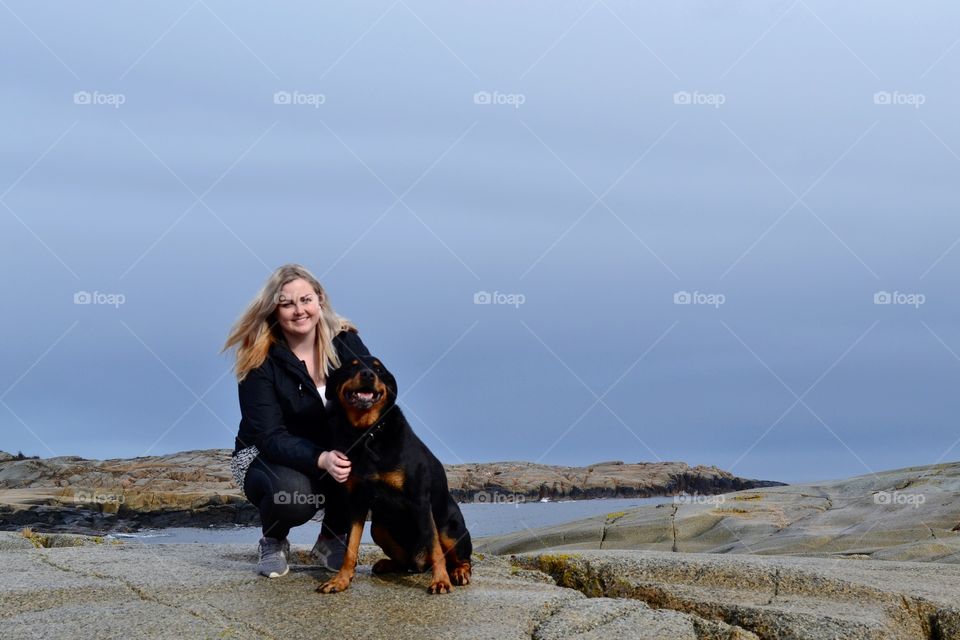 Young woman with cute dog