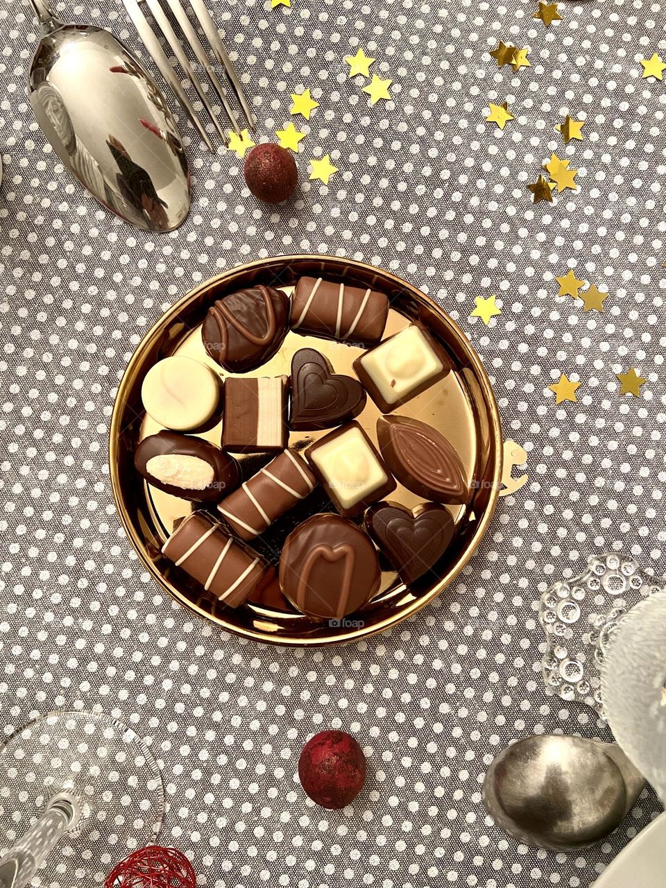 Chocolates on the diner table